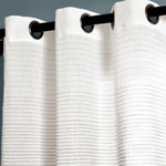 Ombre Stripe Grommet Sheer Window Curtain Panels Gray 38X84 Set