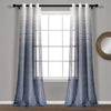 Ombre Stripe Grommet Sheer Window Curtain Panels Navy 38X84 Set