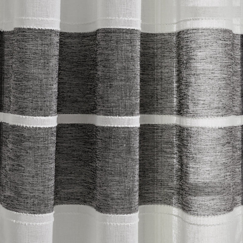 Textured Stripe Grommet Sheer Window Curtain Panels Black/White 38X84 Set