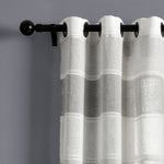 Textured Stripe Grommet Sheer Window Curtain Panels Gray 38X84 Set