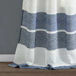 Textured Stripe Grommet Sheer Window Curtain Panels Navy 38X84 Set