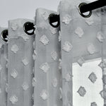 Textured Dot Grommet Sheer Window Curtain Panels Gray 38X84 Set