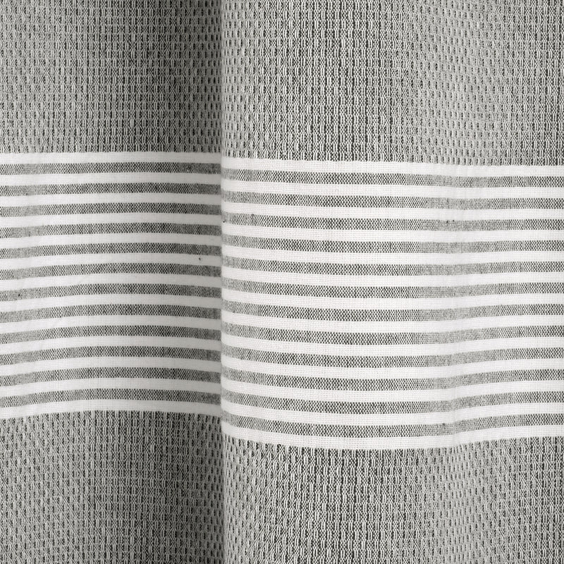 Tucker Stripe Yarn Dyed Cotton Knotted Tassel Window Curtain Panels Gray 40X84 Set