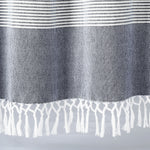 Tucker Stripe Yarn Dyed Cotton Knotted Tassel Window Curtain Panels Navy 40X84 Set