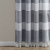 Tucker Stripe Yarn Dyed Cotton Knotted Tassel Window Curtain Panels Navy 40X95 Set