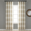 Tucker Stripe Yarn Dyed Cotton Knotted Tassel Window Curtain Panels Taupe 40X95 Set