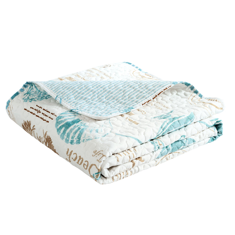 Harbor Life Throw Blue/Taupe Single 50X60