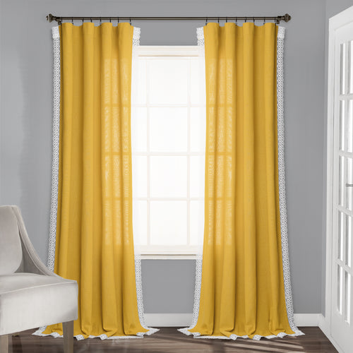 Rosalie Window Curtain Panels Yellow 54X84 Set