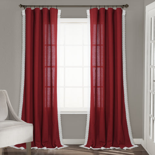 Rosalie Window Curtain Panels Red 54X95 Set
