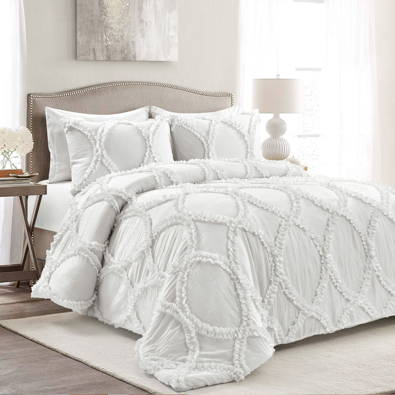 Riviera Comforter White 3Pc Set Queen