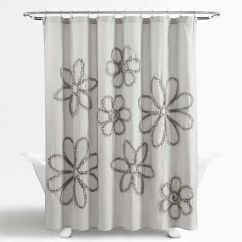 Ruffle Flower Shower Curtain Light Gray Single 72X72