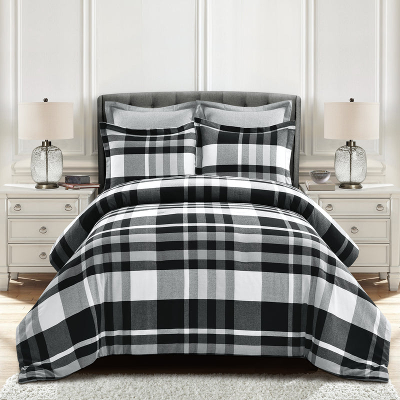 Farmhouse Yarn Dyed Plaid Comforter Black/White 5Pc King