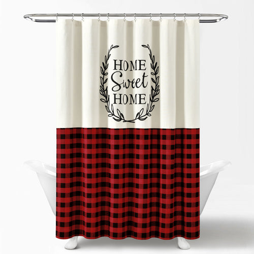 Home Sweet Home Wreath Shower Curtain Red Single 72X72