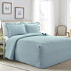 French Country Geo Ruffle Skirt Bedspread Blue 3Pc Set Queen