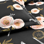 Vintage Paris Rose Butterfly Script Comforter Black 5Pc Set Twin/Twin XL