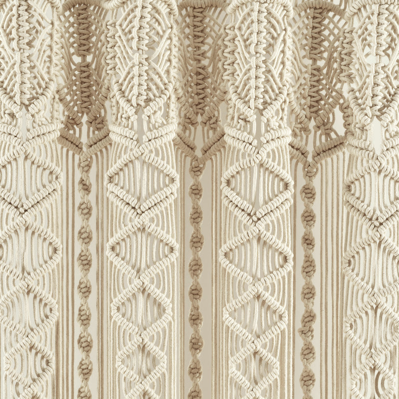 Boho Macrame Textured Cotton Window Curtain/Room Divider/Doorway/Wall Decor Single Neutral 40X84