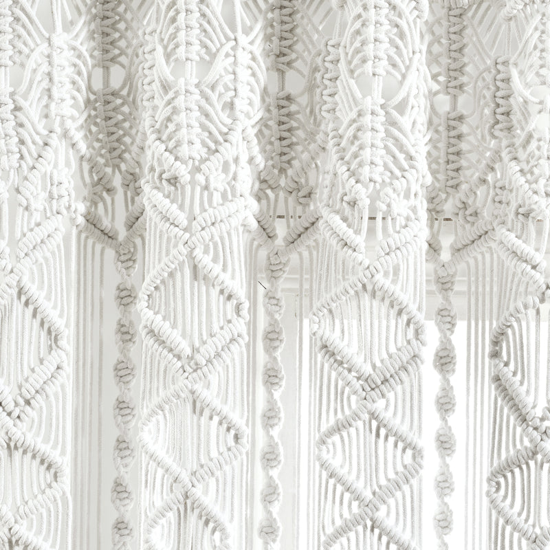 Boho Macrame Textured Cotton Window Curtain/Room Divider/Doorway/Wall Decor Single White 40X84