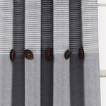 Farmhouse Button Stripe Yarn Dyed Woven Cotton Window Curtain Panels Gray 40X84 Set