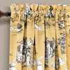 French Country Toile Room Darkening Window Curtain Panels Yellow/Gray 52X84+2 Set