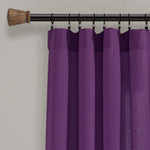 Linen Button Window Curtain Panels Single Purple/White 40X84