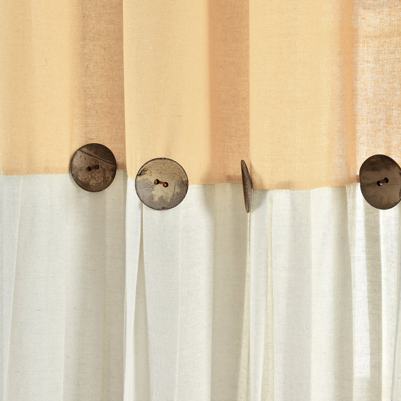 Linen Button Window Curtain Panels Single Yellow/White 40X84