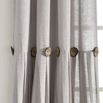 Linen Button Window Curtain Panels Single Gray 40X84
