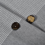 Farmhouse Button Stripe Yarn Dyed Woven Cotton Shower Curtain Gray Single 72x72