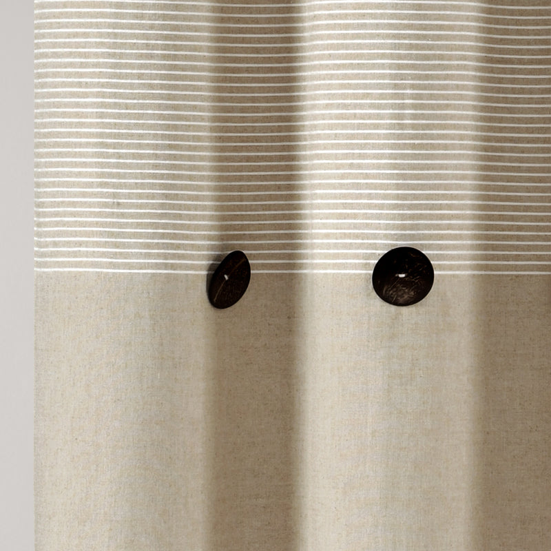 Farmhouse Button Stripe Yarn Dyed Woven Cotton Shower Curtain Linen Single 72X72