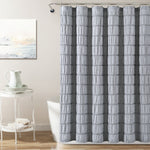 Waffle Stripe Woven Cotton Shower Curtain Light Gray Single 72x72