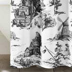 French Country Toile Shower Curtain White/Charcoal Single 72X72