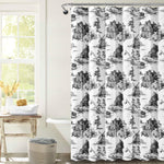 French Country Toile Shower Curtain White/Charcoal Single 72X72