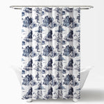French Country Toile Shower Curtain White/Blue Single 72X72