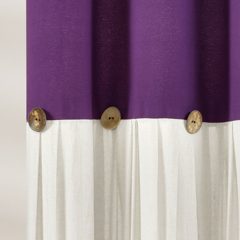 Linen Button Shower Curtain Purple/White Single 72X72