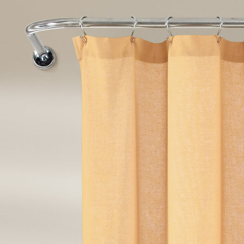 Linen Button Shower Curtain Yellow/White Single 72X72