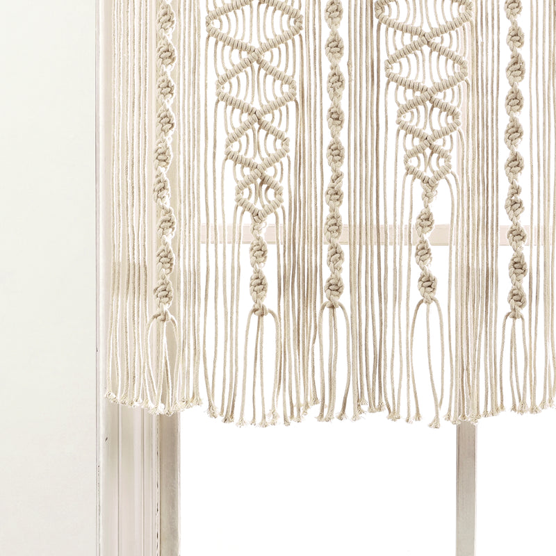 Boho Macrame Textured Cotton Valance/Kitchen Curtain/Wall Decor Single Neutral 40X30