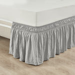 Ruched Ruffle Elastic Easy Wrap Around Bedskirt Light Gray Single Twin/Twin-XL/Full