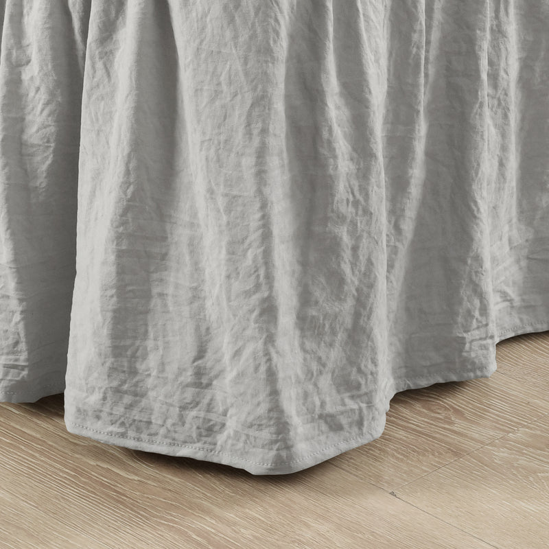Ruched Ruffle Elastic Easy Wrap Around Bedskirt Light Gray Single Queen/King/Cal King
