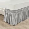 Ruched Ruffle Elastic Easy Wrap Around Bedskirt Light Gray Single Queen/King/Cal King