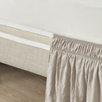 Ruched Ruffle Elastic Easy Wrap Around Bedskirt Neutral Single Queen/King/Cal King