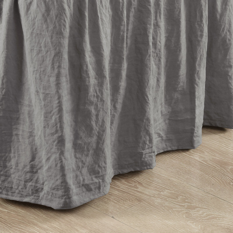 Ruched Ruffle Elastic Easy Wrap Around Bedskirt Dark Gray Single Queen/King/Cal King