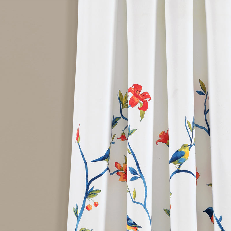 Neela Birds Room Darkening Window Curtain Panels White/Blue 52x95+2 Set