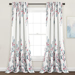 Mirabelle Watercolor Floral Room Darkening Window Curtain Panels Blue/Coral 52x84+2 Set