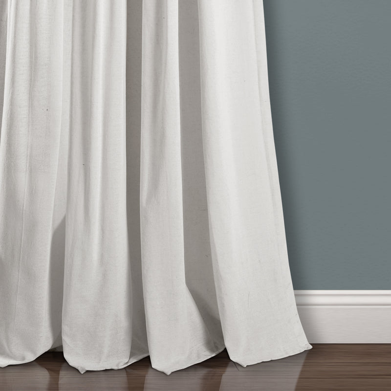 Linen Button Window Curtain Panels Single Gray/White 40X108