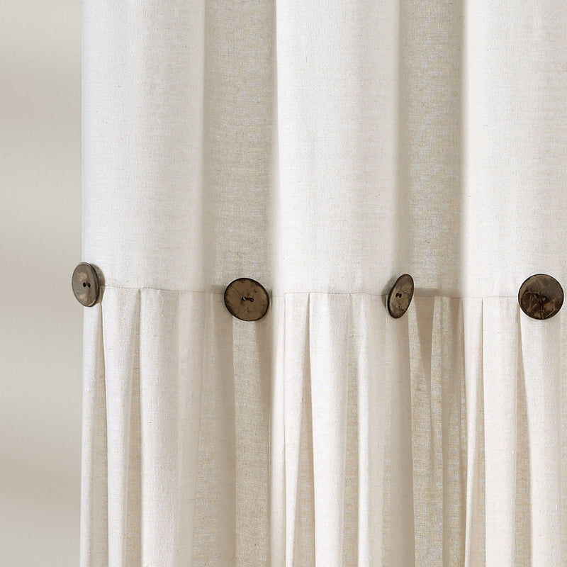 Linen Button Shower Curtain Black/White Single 72X72