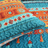 Boho Watercolor Border Quilt Turquoise/Multi 3Pc Set Full/Queen