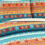 Boho Watercolor Border Quilt Turquoise/Multi 3Pc Set King