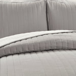 Soft Stripe All Season Quilt/Coverlet Light Gray/White 3Pc Set King