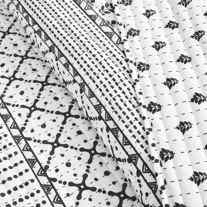 Monique Stripe Quilt Black/White 3Pc Set King