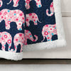 Elephant Parade Sherpa Throw Navy/Pink Single 50X60