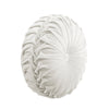  Round Pleated Soft Velvet Decorative Pillow White Single 15" Diameter